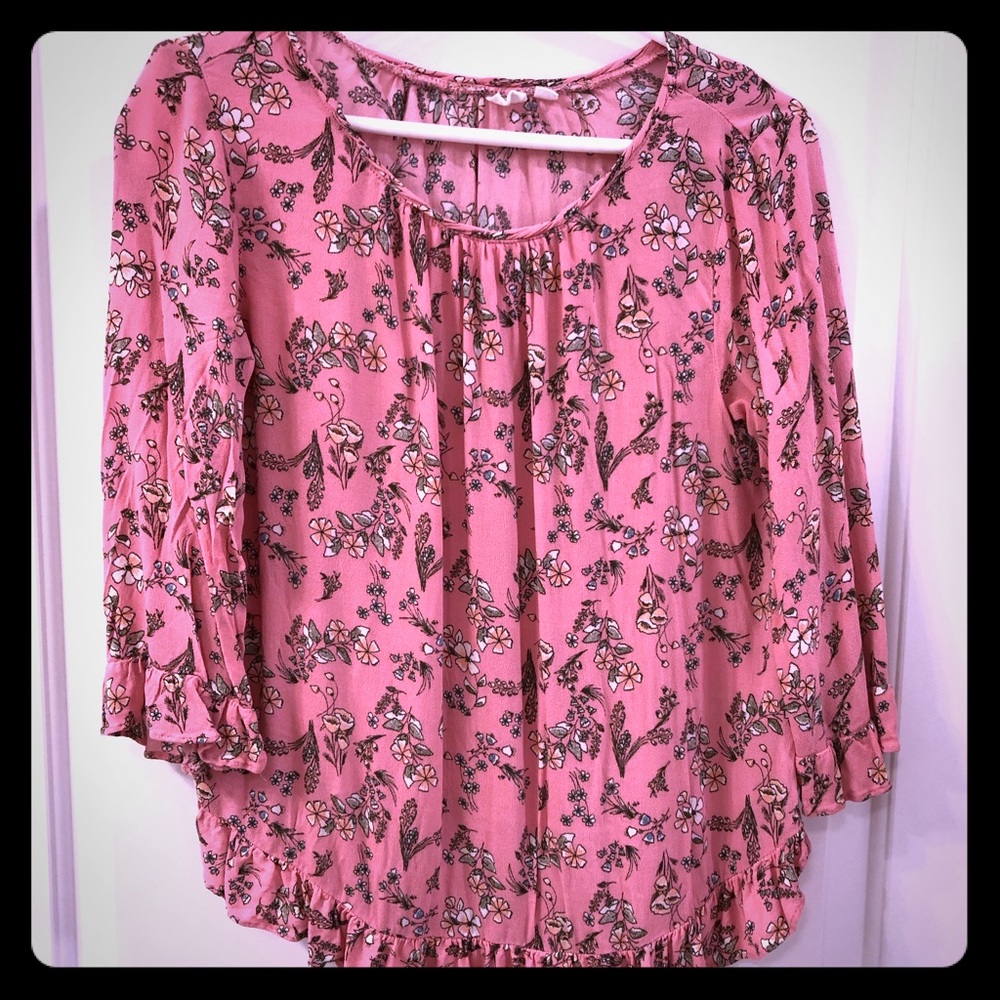Pink floral blouse